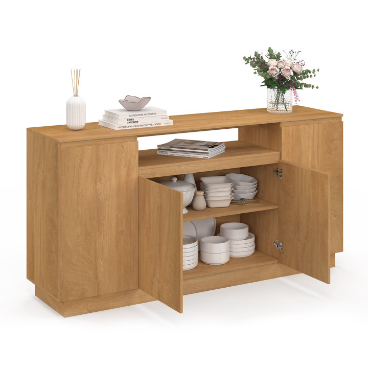 Credenza a 4 ante da 160 cm con nicchia centrale in legno - SERENA | IdMarket