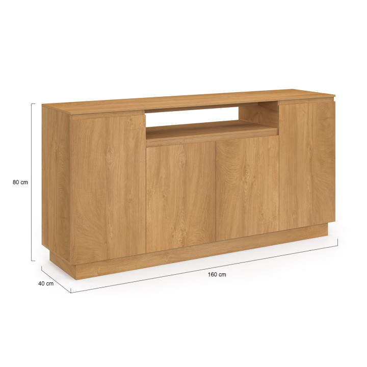 Credenza a 4 ante da 160 cm con nicchia centrale in legno - SERENA | IdMarket