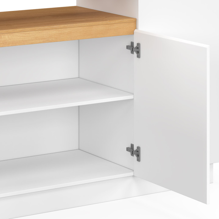 Credenza a 4 ante da 160 cm con nicchia centrale bianca e top effetto legno - SERENA | IdMarket