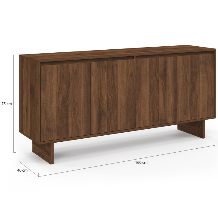 YURI 160 cm Credenza a 4 ante effetto noce