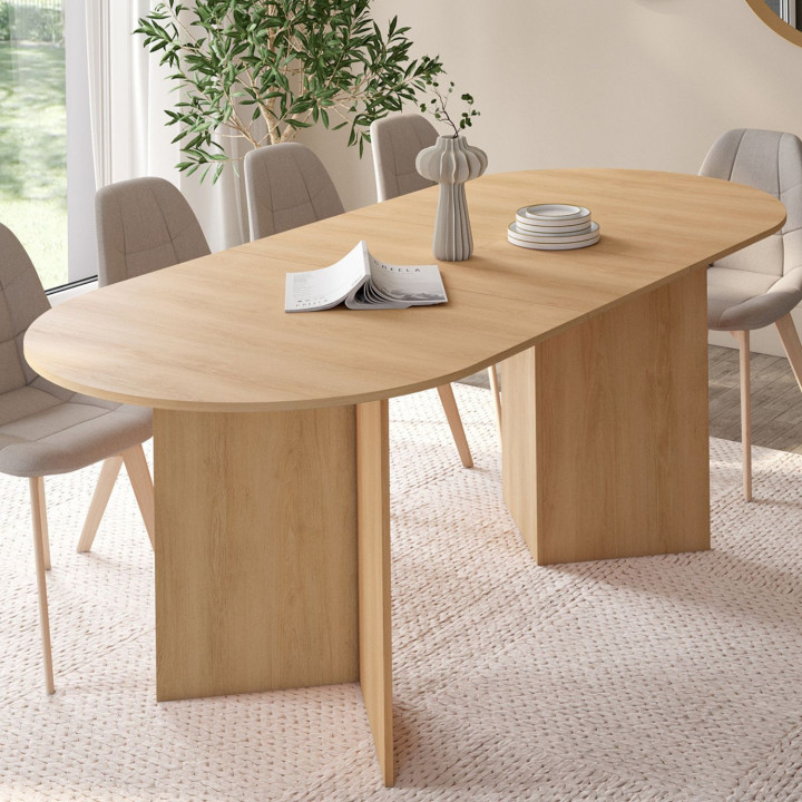 Tavolo da pranzo ovale allungabile 6-10 persone in faggio 160-200cm - MARTHE | ID Market