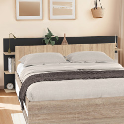 Testata con piedistallo in legno e nero per letti fino a 160 cm - CIRI | ID Market