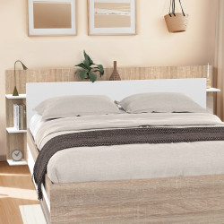 Testata su piede per letto 140/160 cm con contenitore bianco e legno - CIRI | ID Market