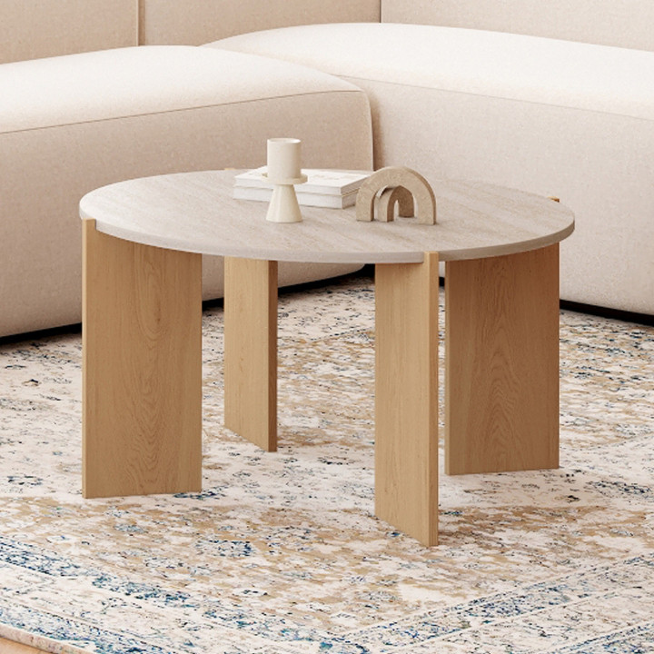 Tavolino rotondo ARMONIA 73 cm effetto travertino - ARMONIA | IdMarket