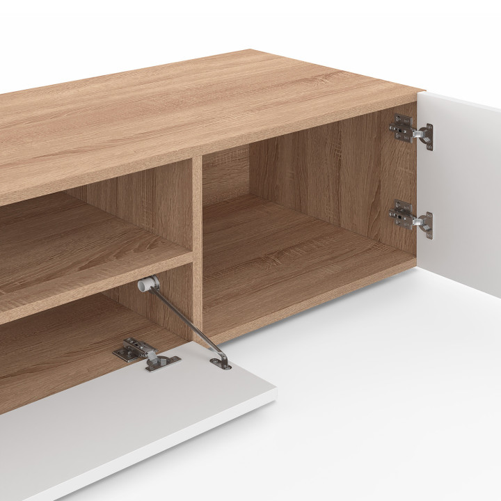 Porta TV da 180 cm in faggio con ante bianche