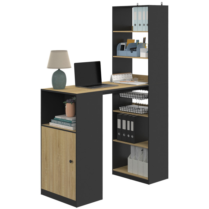 Scrivania con contenitore nero e in legno - LUNG | Zen Cart! IDMarket