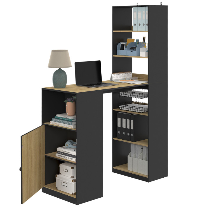 Scrivania con contenitore nero e in legno - LUNG | Zen Cart! IDMarket