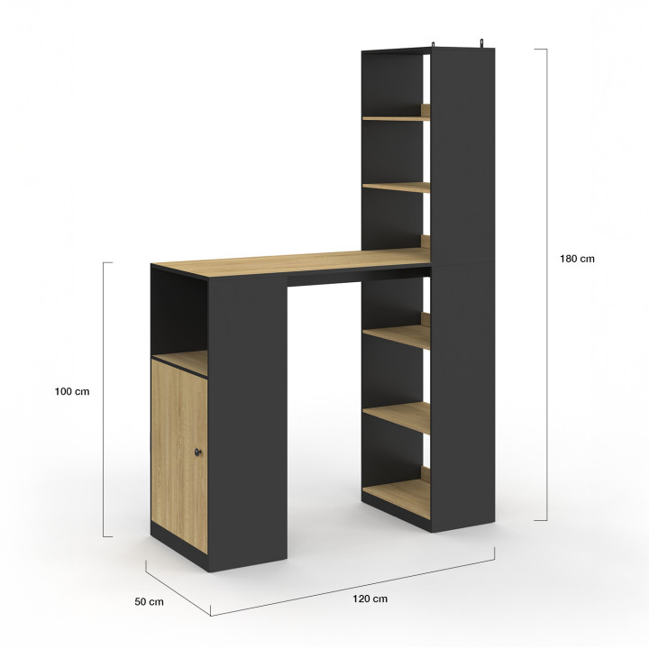 Scrivania con contenitore nero e in legno - LUNG | Zen Cart! IDMarket