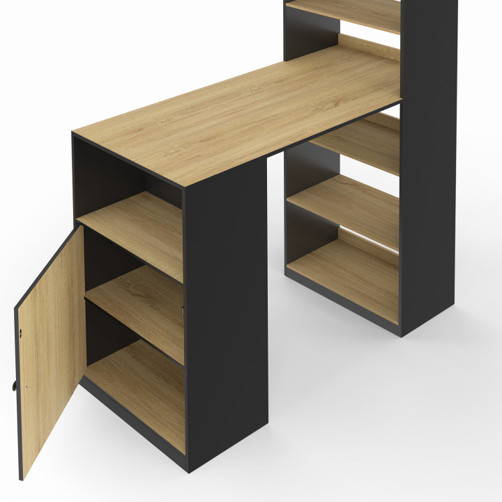 Scrivania con contenitore nero e in legno - LUNG | Zen Cart! IDMarket