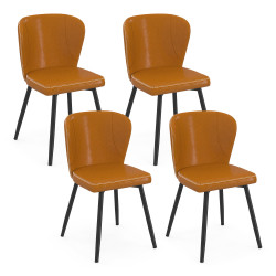 Set di 4 sedie marroni con cuciture e gambe in metallo nero - ISAURE | IdMarket