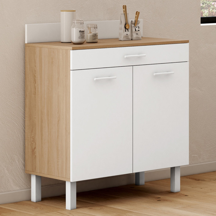 Credenza da 80 cm in faggio e bianco - CINA | IdMarket