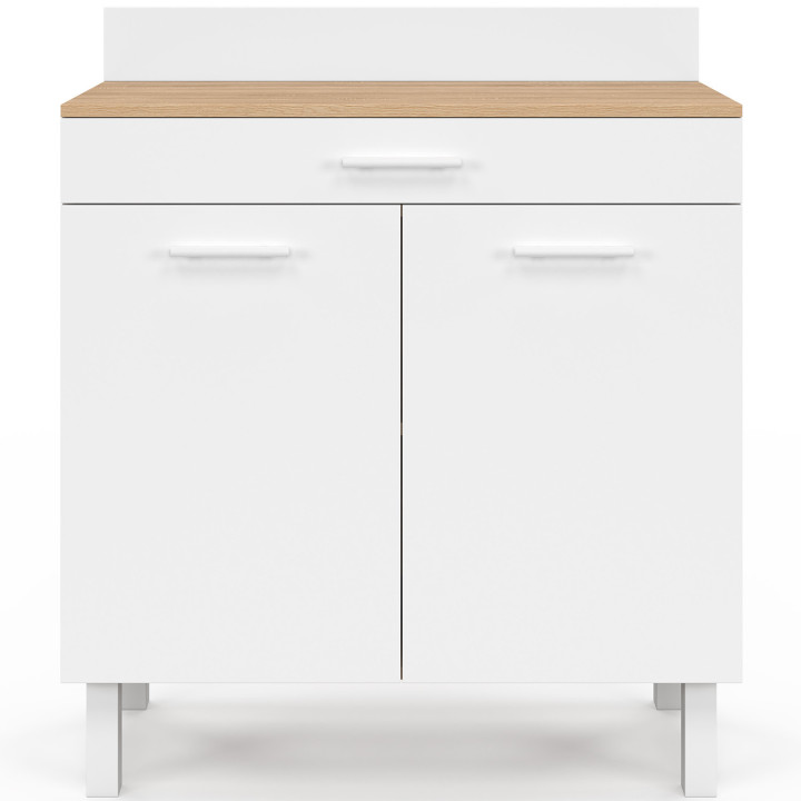 Credenza da 80 cm in faggio e bianco - CINA | IdMarket