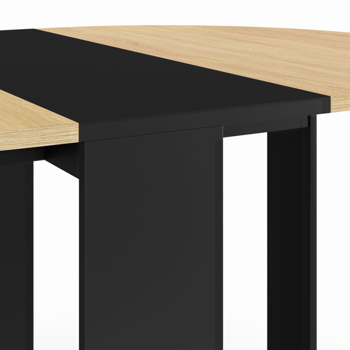 Consolle rotonda pieghevole, 2-4 persone, piano in faggio nero, 103 x 76 cm - EDI | IdMarket