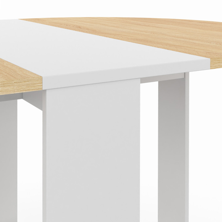 Consolle rotonda pieghevole per 2-4 persone con piano in faggio bianco 103 x 76 cm - EDI | IdMarket