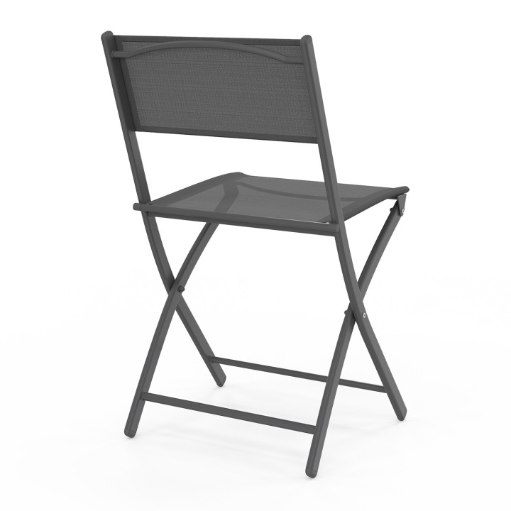 Sedie da giardino pieghevoli in metallo e textilene grigio carbone - BASTIA | ID Market