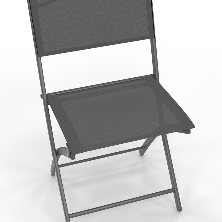 Sedie da giardino pieghevoli in metallo e textilene grigio carbone - BASTIA | ID Market