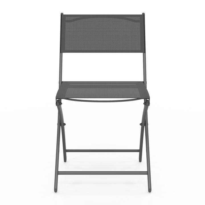Set di 4 sedie da giardino pieghevoli in metallo e textilene grigio antracite - BASTIA | ID Market