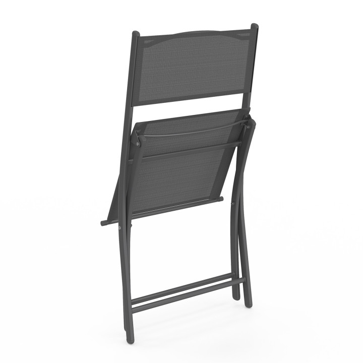 Set di 4 sedie da giardino pieghevoli in metallo e textilene grigio antracite - BASTIA | ID Market