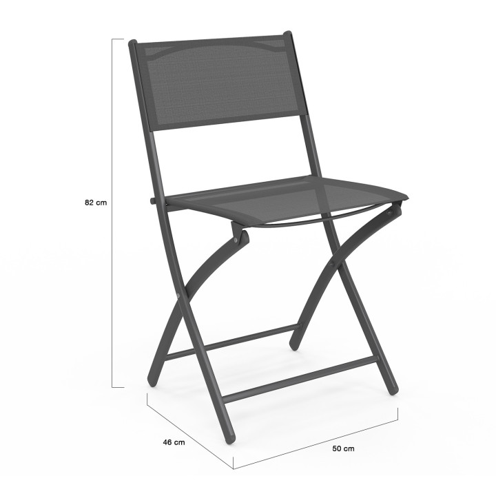 Set di 4 sedie da giardino pieghevoli in metallo e textilene grigio antracite - BASTIA | ID Market