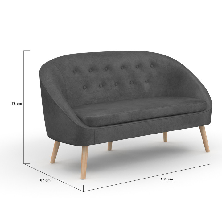 Divano letto in velluto grigio, stile scandinavo - SONIA | ID Market