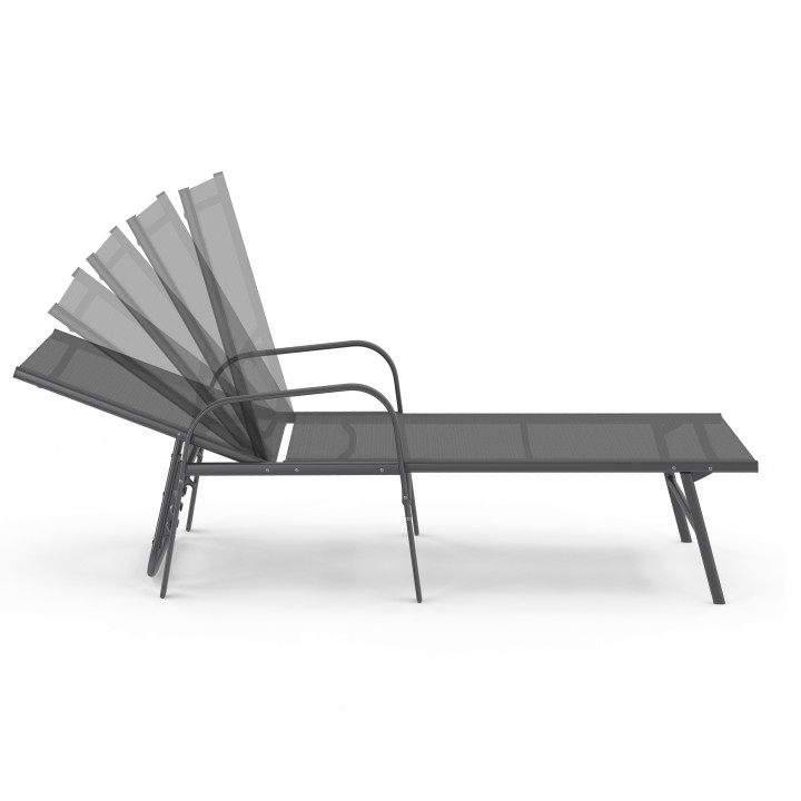 Sedia reclinabile da giardino in acciaio e tela grigia - FIDJI | ID Market