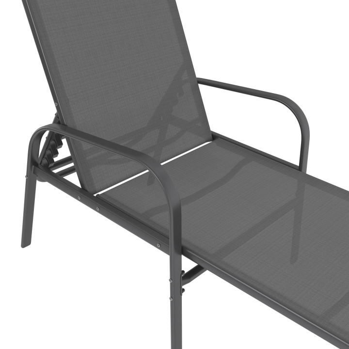 Sedia reclinabile da giardino in acciaio e tela grigia - FIDJI | ID Market