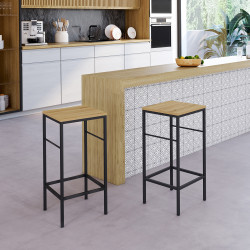 Sgabelli da bar industriali in legno e metallo - Set di 2 - DETROIT | ID Market