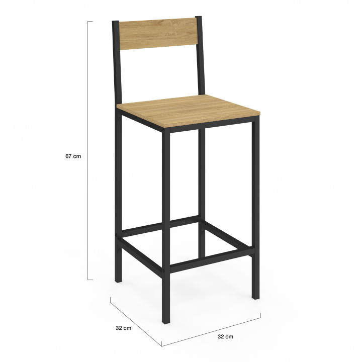 Set di 2 sgabelli da bar con schienale in stile industriale - DETROIT | ID Market