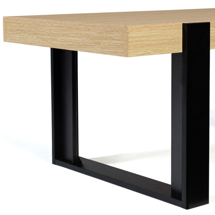 Tavolino in legno e nero in stile industriale a buon mercato | ID Market