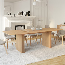Tavolo da pranzo rettangolare allungabile 6-12 persone con doghe in legno color rovere 160-240 cm - JULIETTE | IdMarket