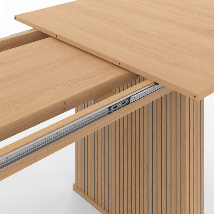 Tavolo da pranzo rettangolare allungabile 6-12 persone con doghe in legno color rovere 160-240 cm - JULIETTE | IdMarket