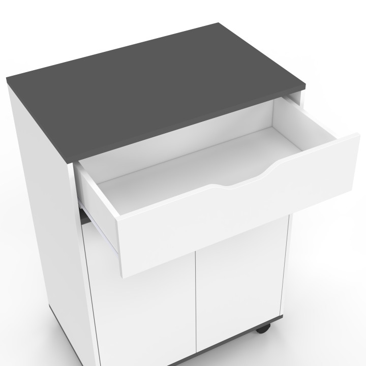 Credenza in legno bianco con ripiani grigi - COSY | ID Market