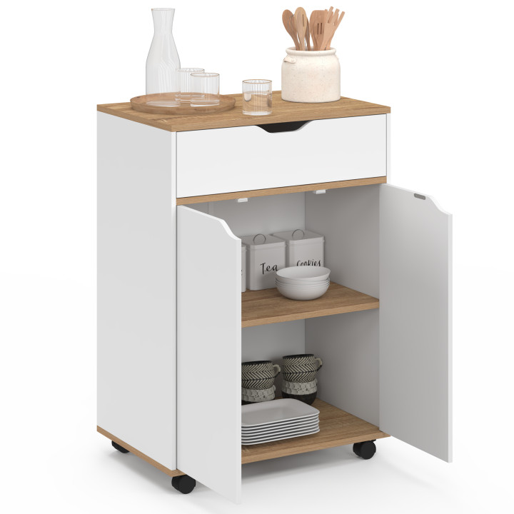 Credenza da cucina in legno bianco con armadio e cassetto - COSY | ID Market