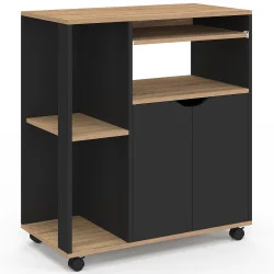 Carrello da cucina su rotelle, 76 cm, legno nero e vassoi effetto faggio - COSI | ID Market