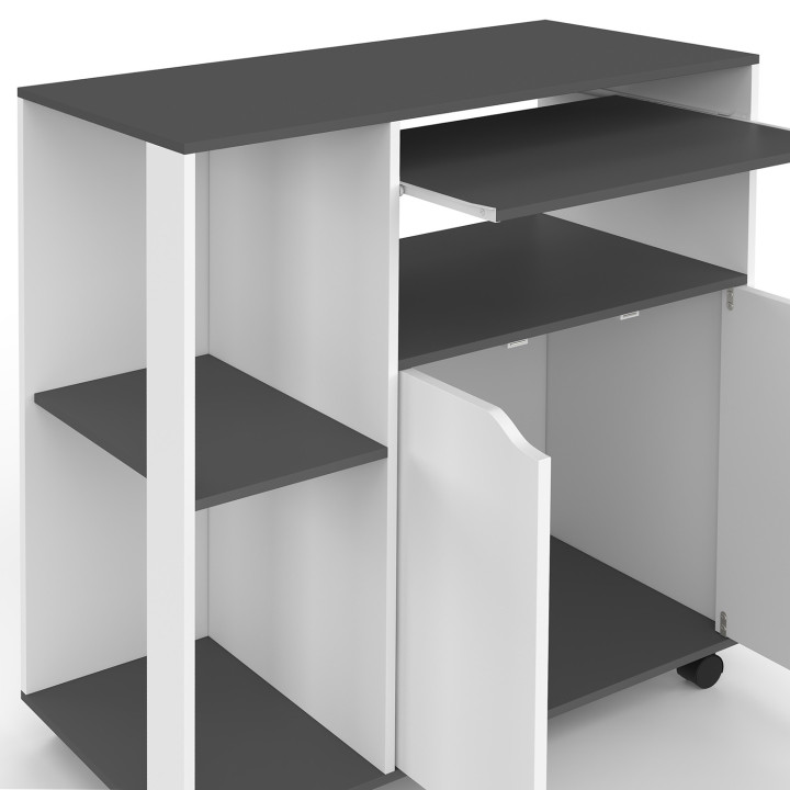 Carrello da cucina bianco e grigio da 76 cm su rotelle - COSI | ID Market