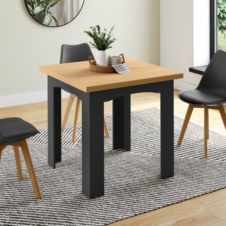 Tavolo da pranzo allungabile in nero e finto faggio per 6-8 persone | ID Market