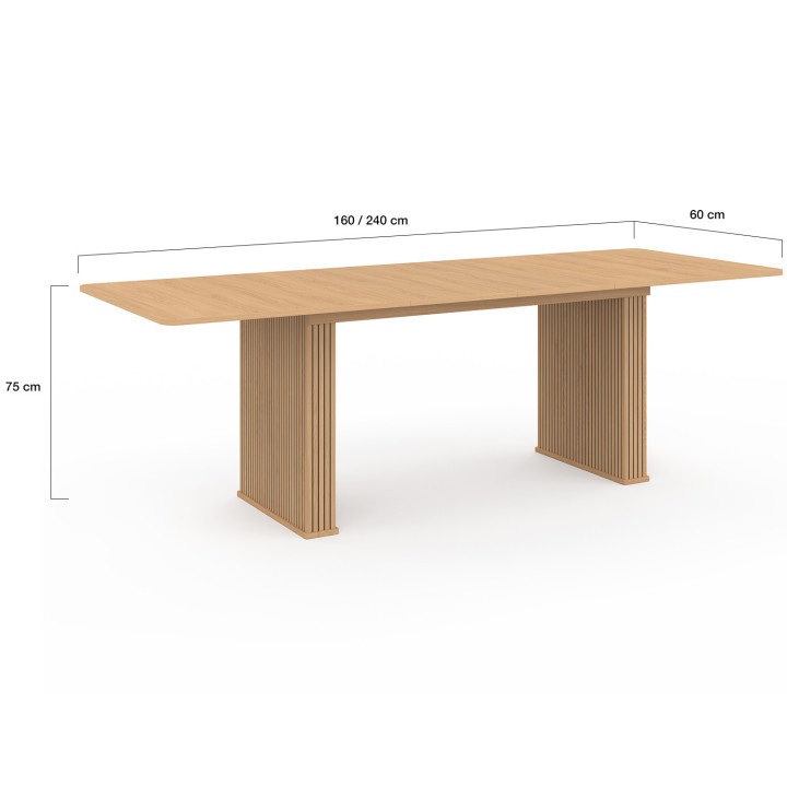 Tavolo da pranzo rettangolare allungabile 6-12 persone con doghe in legno color rovere 160-240 cm - JULIETTE | IdMarket