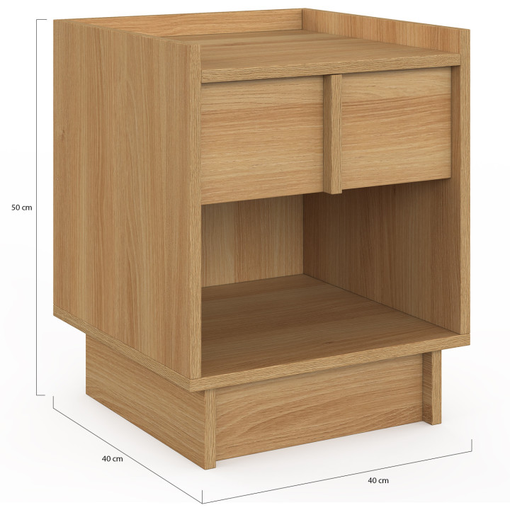 Set di 2 comodini con 1 cassetto e 1 nicchia dal design minimalista in legno di faggio - ROSIE | IdMarket