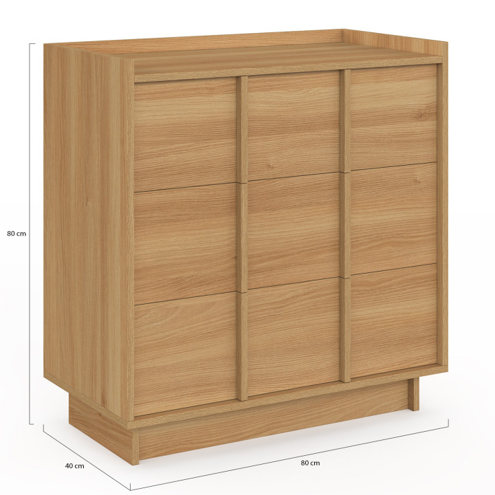 Cassettone a 3 cassetti, 80 cm, design minimalista in faggio - ROSIE | IdMarket