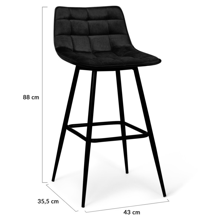 Set di 6 sgabelli da bar in velluto nero - MADY | IdMarket