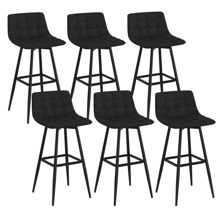 Set di 6 sgabelli da bar in velluto nero - MADY | IdMarket