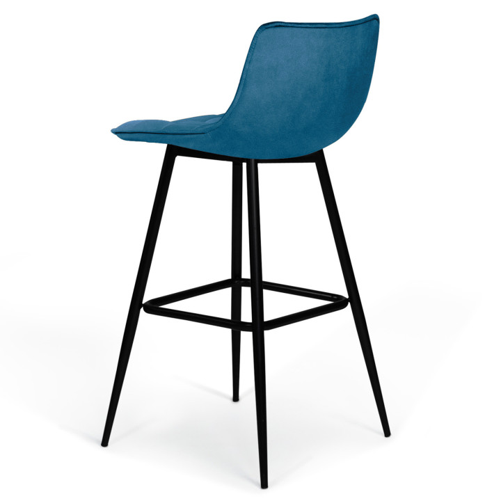 Sgabelli da bar trapuntati in velluto blu anatra x4 - MADY | ID Market