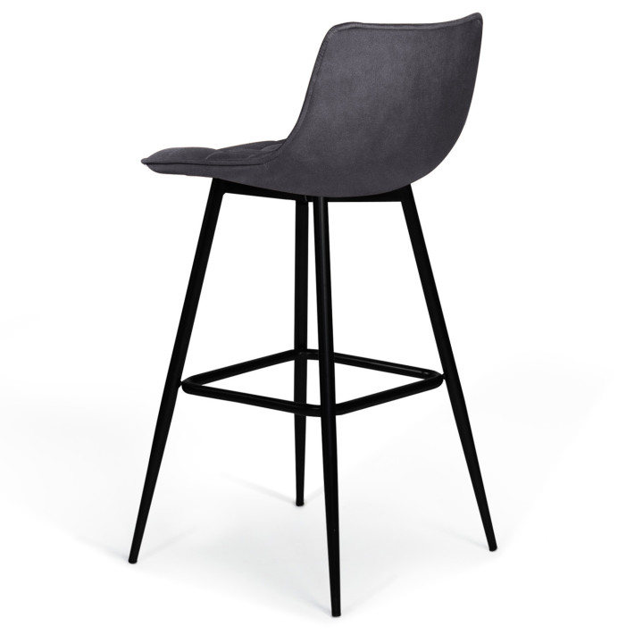 Sgabelli da bar in velluto grigio scuro - Set di 2 - MADY | ID Market