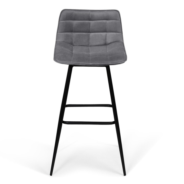Sgabelli da bar in velluto trapuntato grigio chiaro con gambe in metallo x4 - MADY | ID Market