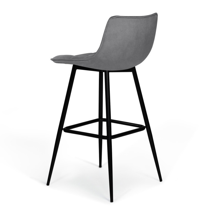 Sgabelli da bar in velluto trapuntato grigio chiaro con gambe in metallo x4 - MADY | ID Market