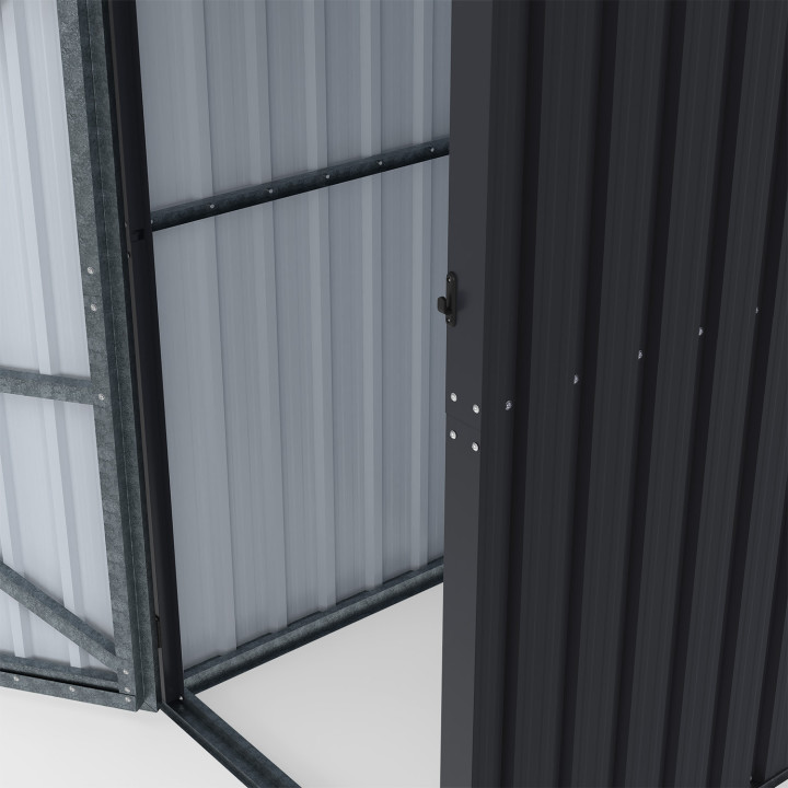 Casetta da giardino in acciaio zincato grigio 100 x 95 x 160 cm con tetto a falde 1 porta | IdMarket