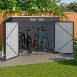 Pensilina per biciclette in metallo grigio antracite con kit di ancoraggio per 4 biciclette | IdMarket