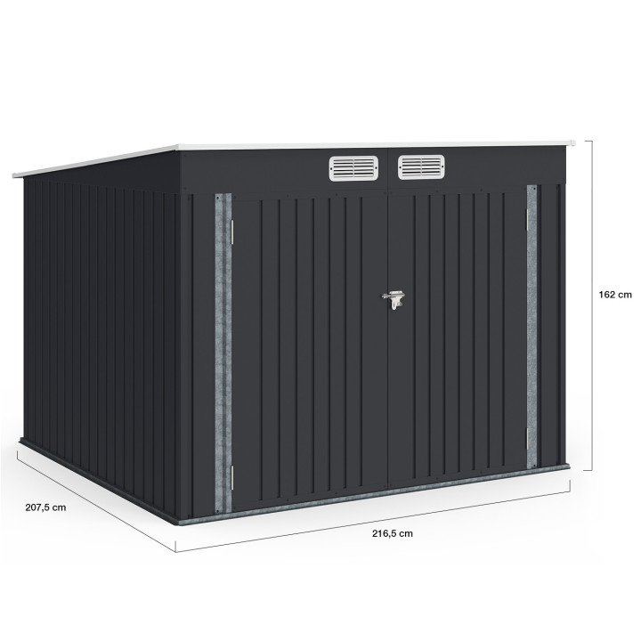 Pensilina per biciclette in metallo grigio antracite con kit di ancoraggio per 4 biciclette | IdMarket