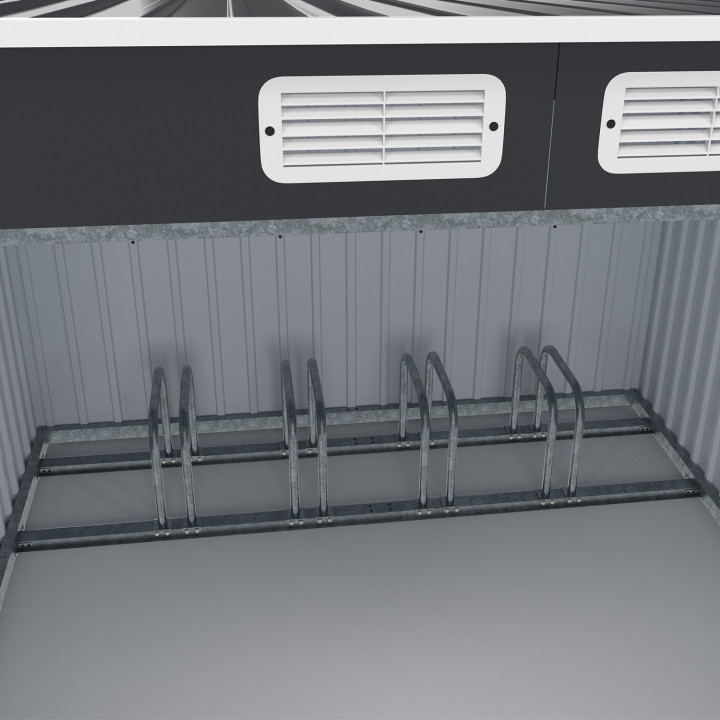 Pensilina per biciclette in metallo grigio antracite con kit di ancoraggio per 4 biciclette | IdMarket