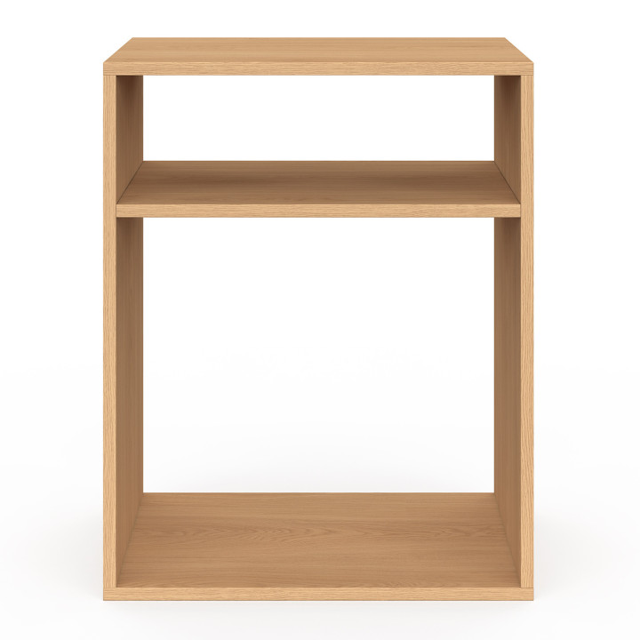 Set di 2 comodini con contenitore a giorno in legno e doghe - NORA | IdMarket